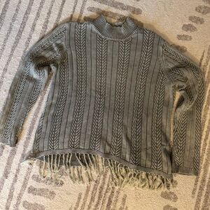 Tribal Olive Green Ribbed Knit Sweater